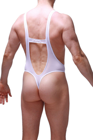 Body String Gonzac Plum Blanc - PetitQ Underwear - Lingerie masculine sexy et sous-vêtements pour homme originaux