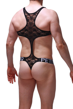 Body String Oze Dentelle Noir - PetitQ Underwear - Lingerie masculine sexy et sous-vêtements pour homme originaux