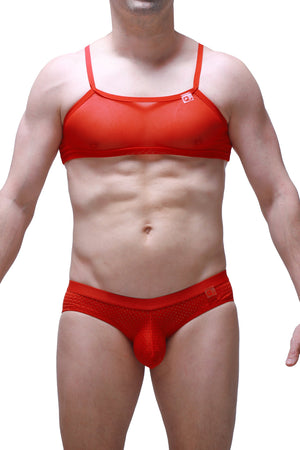 Micro Debardeur Net Rouge - PetitQ Underwear - Lingerie masculine sexy et sous-vêtements pour homme originaux