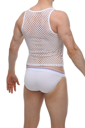 Débardeur Mesh Blanc - PetitQ Underwear - Lingerie masculine sexy et sous-vêtements pour homme originaux