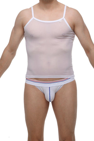 Débardeur Net Blanc - PetitQ Underwear - Lingerie masculine sexy et sous-vêtements pour homme originaux