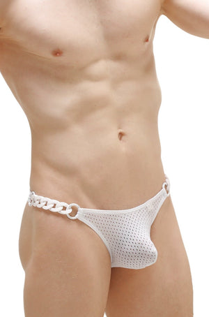 String Chaines Bee Blanc - PetitQ Underwear - Lingerie masculine sexy et sous-vêtements pour homme originaux