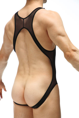 Bodyjockstrap Perruel Net Noir - PetitQ Underwear - Lingerie masculine sexy et sous-vêtements pour homme originaux