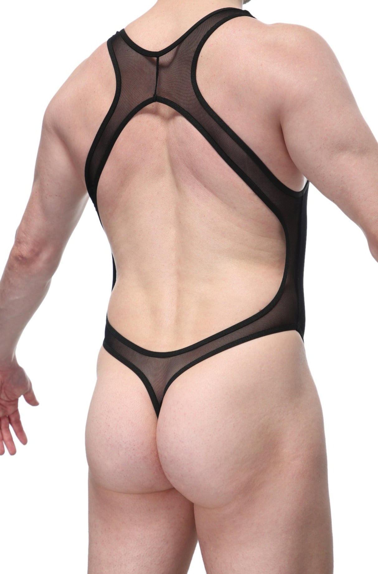 Bodystring Abos Noir - PetitQ Underwear - Lingerie masculine sexy et sous-vêtements pour homme originaux