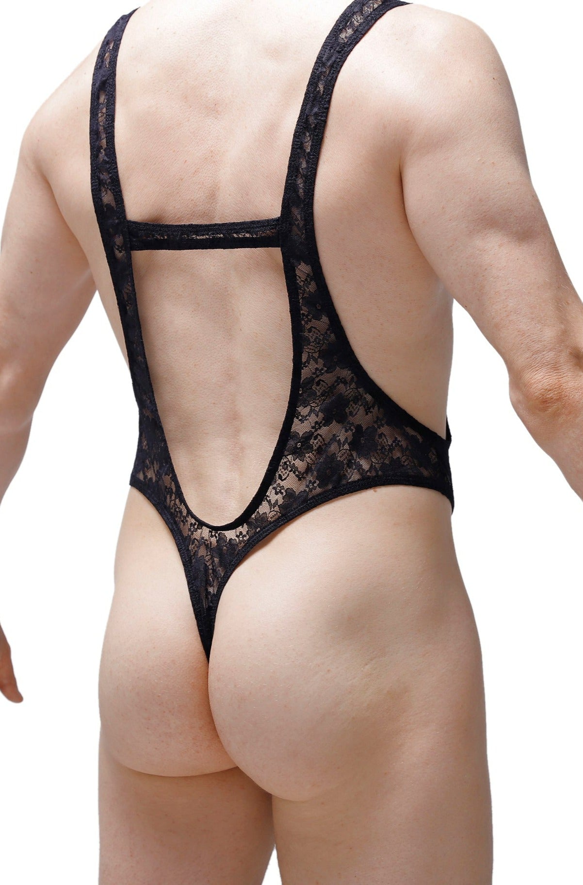 Bodystring Aunou Dentelle Noir - PetitQ Underwear - Lingerie masculine sexy et sous-vêtements pour homme originaux