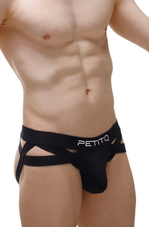 JockString Bost Noir - PetitQ Underwear - Lingerie masculine sexy et sous-vêtements pour homme originaux