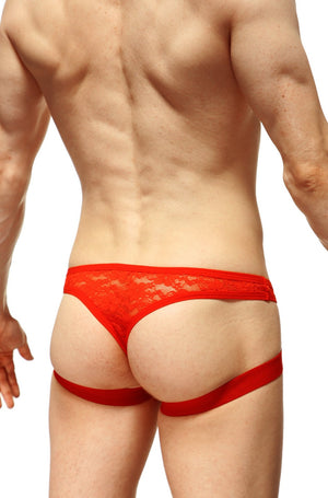 String Jockstrap Dentelle Rouge - PetitQ Underwear - Lingerie masculine sexy et sous-vêtements pour homme originaux