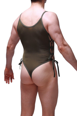 Body Lacets Plum Olive - PetitQ Underwear - Lingerie masculine sexy et sous-vêtements pour homme originaux