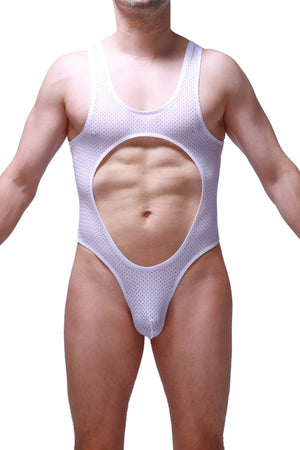 Body Lerzy Bee Blanc - PetitQ Underwear - Lingerie masculine sexy et sous-vêtements pour homme originaux