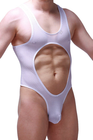 Body Lerzy Bee Blanc - PetitQ Underwear - Lingerie masculine sexy et sous-vêtements pour homme originaux