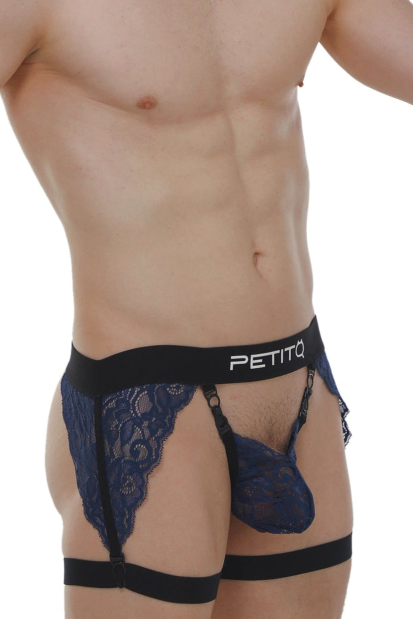 String Ficelle Lurris Dentelle Navy - PetitQ Underwear - Lingerie masculine sexy et sous-vêtements pour homme originaux