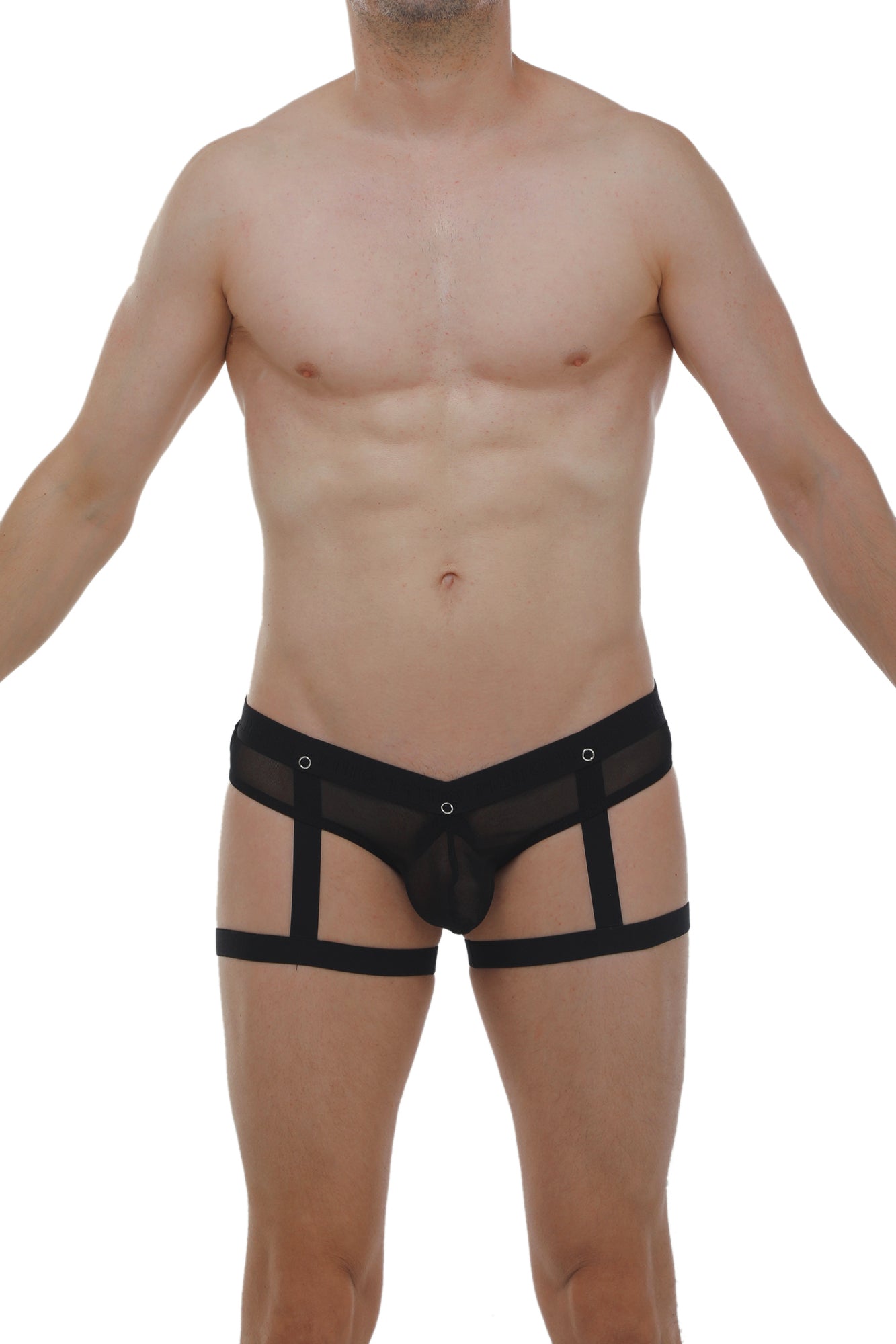Strumpfbandnetz Schwarzer Jockstring mit C-Ring