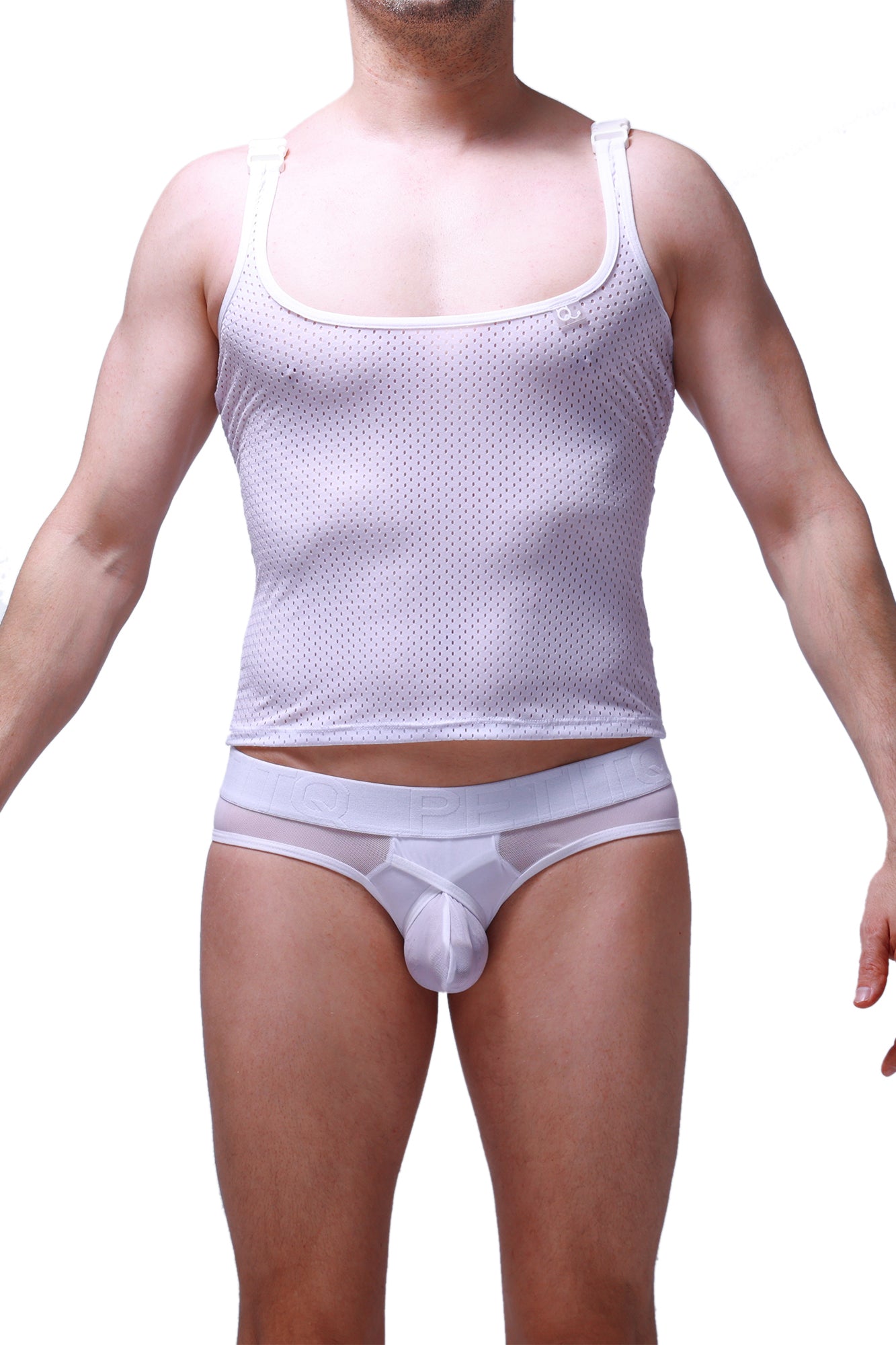 Débardeur Attan Bee Blanc - PetitQ Underwear - Lingerie masculine sexy et sous-vêtements pour homme originaux