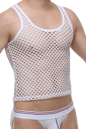 Débardeur Mesh Blanc - PetitQ Underwear - Lingerie masculine sexy et sous-vêtements pour homme originaux