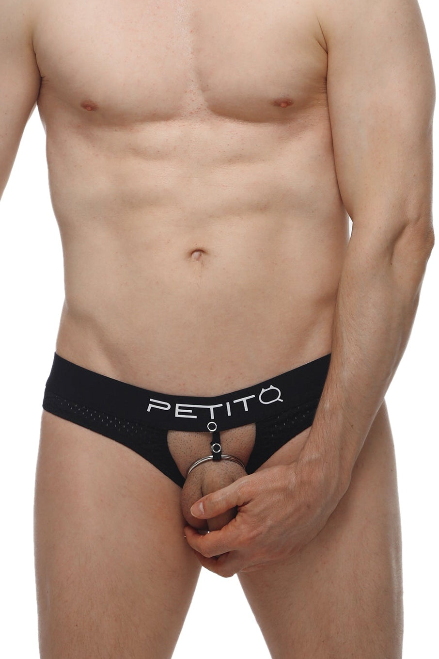 String Hole Cockring Bee Noir - PetitQ Underwear - Lingerie masculine sexy et sous-vêtements pour homme originaux