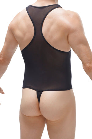 Body String Medis Net Noir - PetitQ Underwear - Lingerie masculine sexy et sous-vêtements pour homme originaux