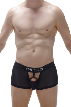 Boxer Cockring Net Noir Detachable - PetitQ Underwear - Lingerie masculine sexy et sous-vêtements pour homme originaux
