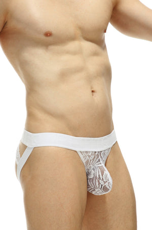 Jockstrap Luscan Dentelle Blanc - PetitQ Underwear - Lingerie masculine sexy et sous-vêtements pour homme originaux