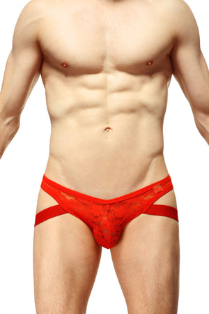 String Jockstrap Dentelle Rouge - PetitQ Underwear - Lingerie masculine sexy et sous-vêtements pour homme originaux