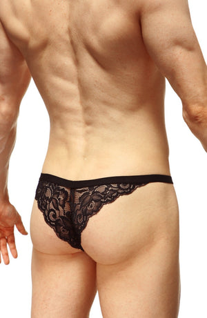 Tanga Annot Dentelle Noir - PetitQ Underwear - Lingerie masculine sexy et sous-vêtements pour homme originaux
